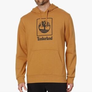 Timberland Stack Hoodie Men's Small Brown Hooded Pullover Sweatshirt